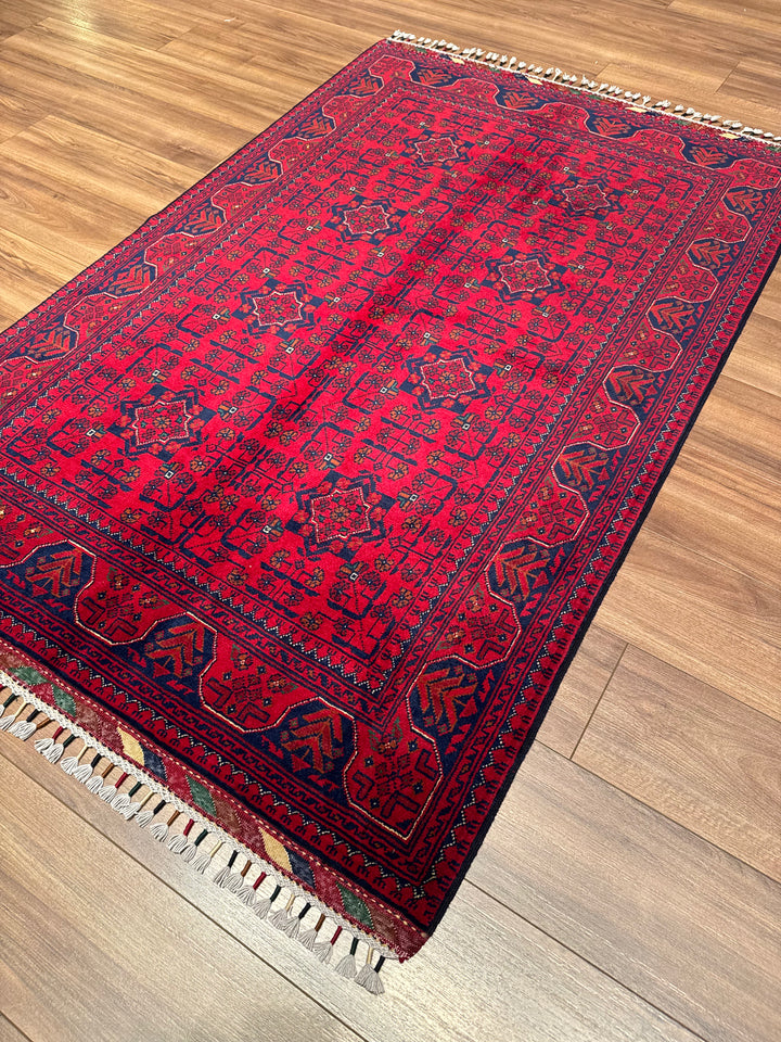 Afghan Rug Hamyap Original Handwoven Vegetable Dyedd Wool 118x179 2.11 Square Meters - 4x6 ft