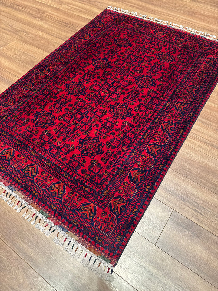 Afghan Rug Hamyap Original Handwoven Vegetable Dyedd Wool 123x177 2.18 Square Meters - 4x6 ft