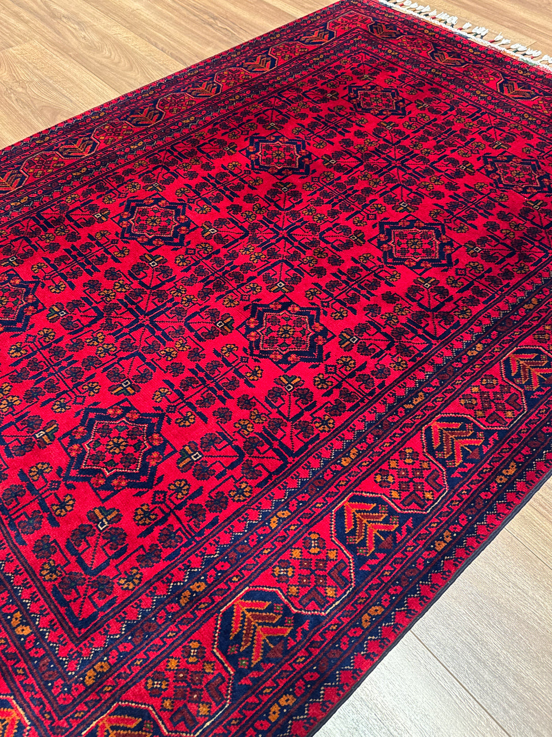 Afghan Rug Hamyap Original Handwoven Vegetable Dyedd Wool 123x177 2.18 Square Meters - 4x6 ft