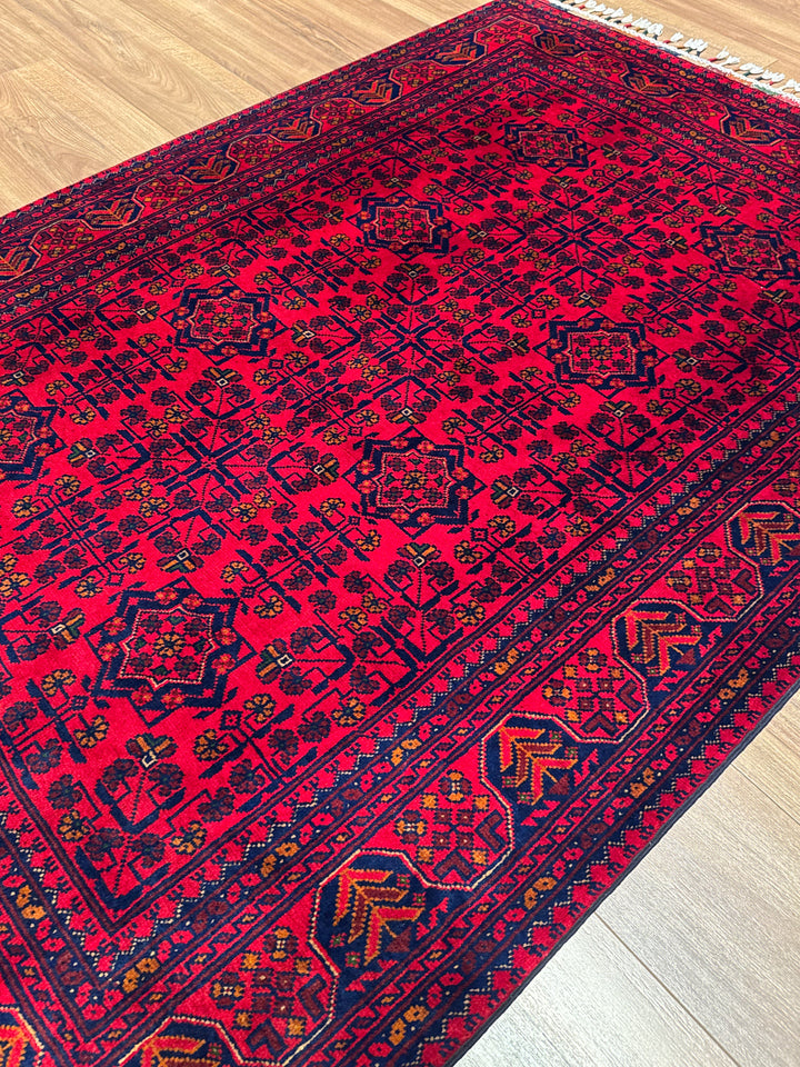 Afghan Rug Hamyap Original Handwoven Vegetable Dyedd Wool 123x177 2.18 Square Meters - 4x6 ft