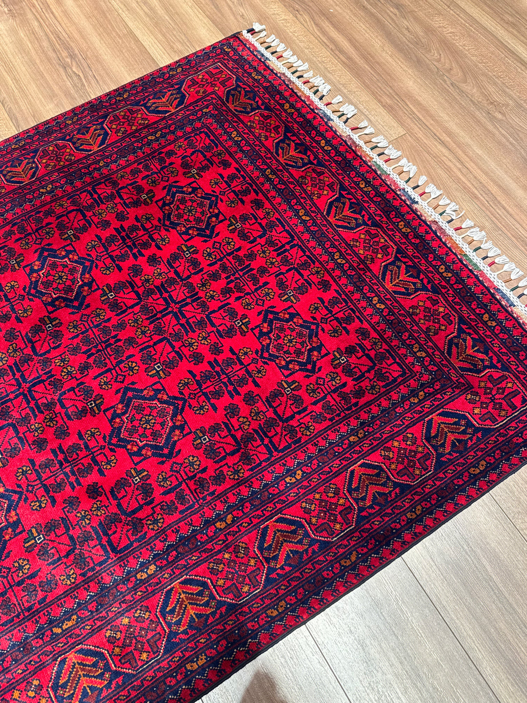 Afghan Rug Hamyap Original Handwoven Vegetable Dyedd Wool 123x177 2.18 Square Meters - 4x6 ft