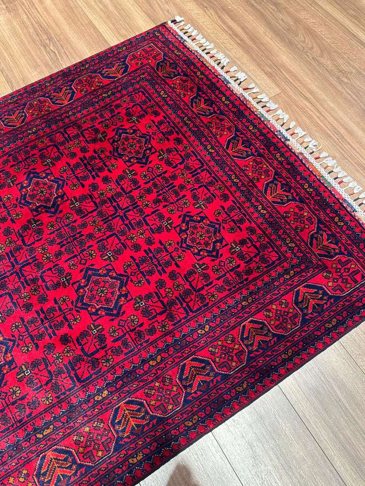 Afghan Rug Hamyap Original Handwoven Vegetable Dyedd Wool 123x177 2.18 Square Meters - 4x6 ft