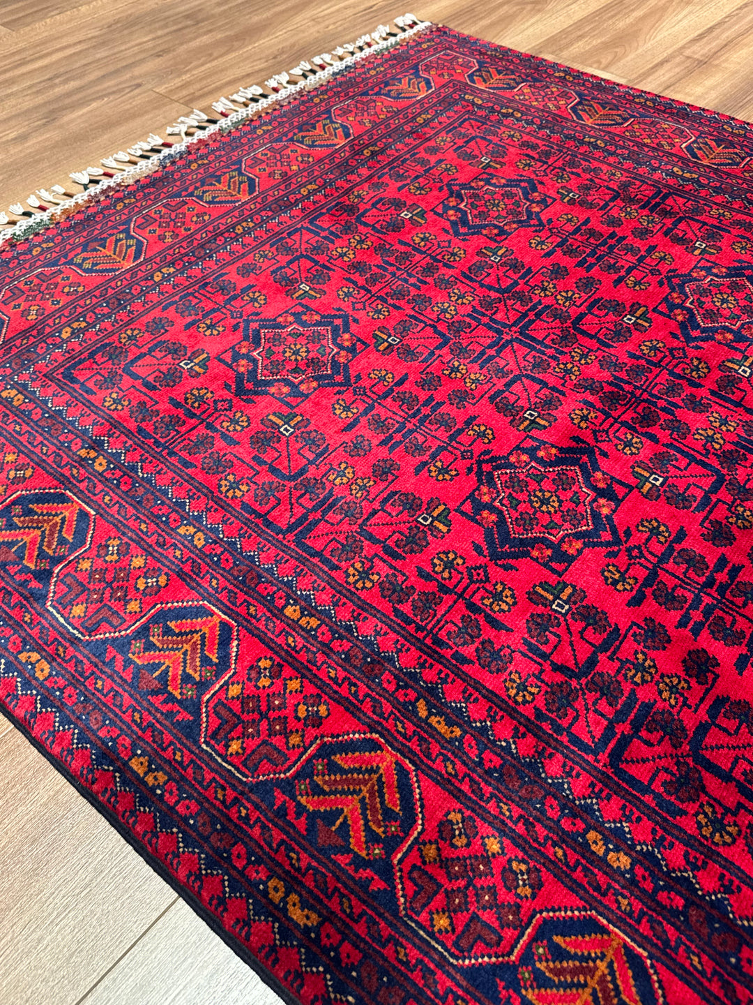 Afghan Rug Hamyap Original Handwoven Vegetable Dyedd Wool 123x177 2.18 Square Meters - 4x6 ft