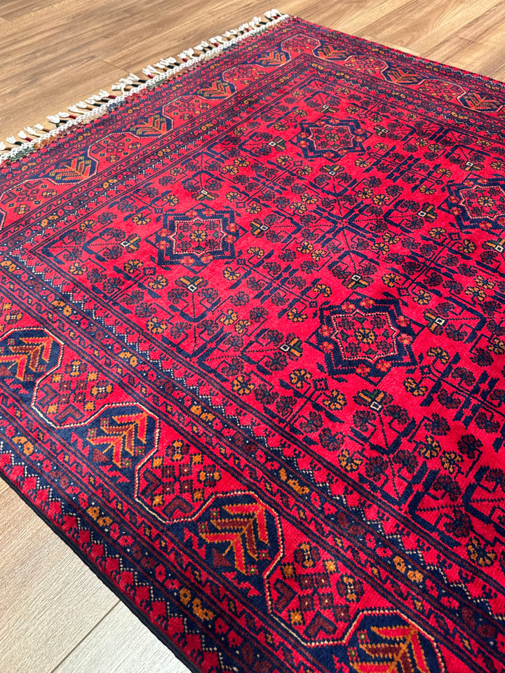 Afghan Rug Hamyap Original Handwoven Vegetable Dyedd Wool 123x177 2.18 Square Meters - 4x6 ft