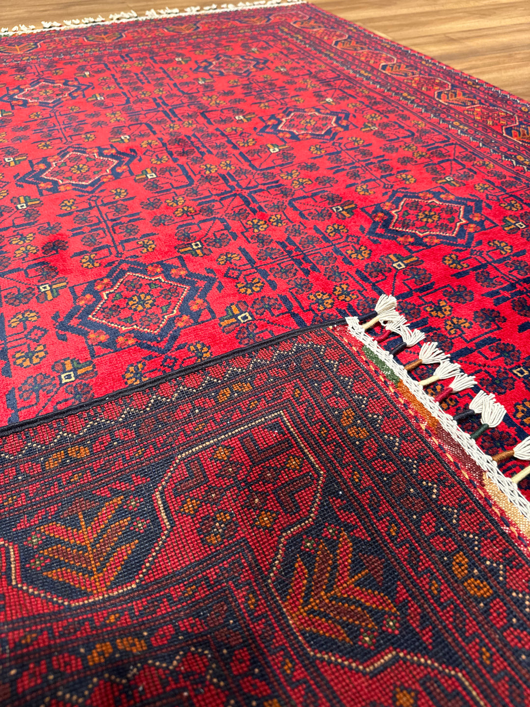 Afghan Rug Hamyap Original Handwoven Vegetable Dyedd Wool 123x177 2.18 Square Meters - 4x6 ft