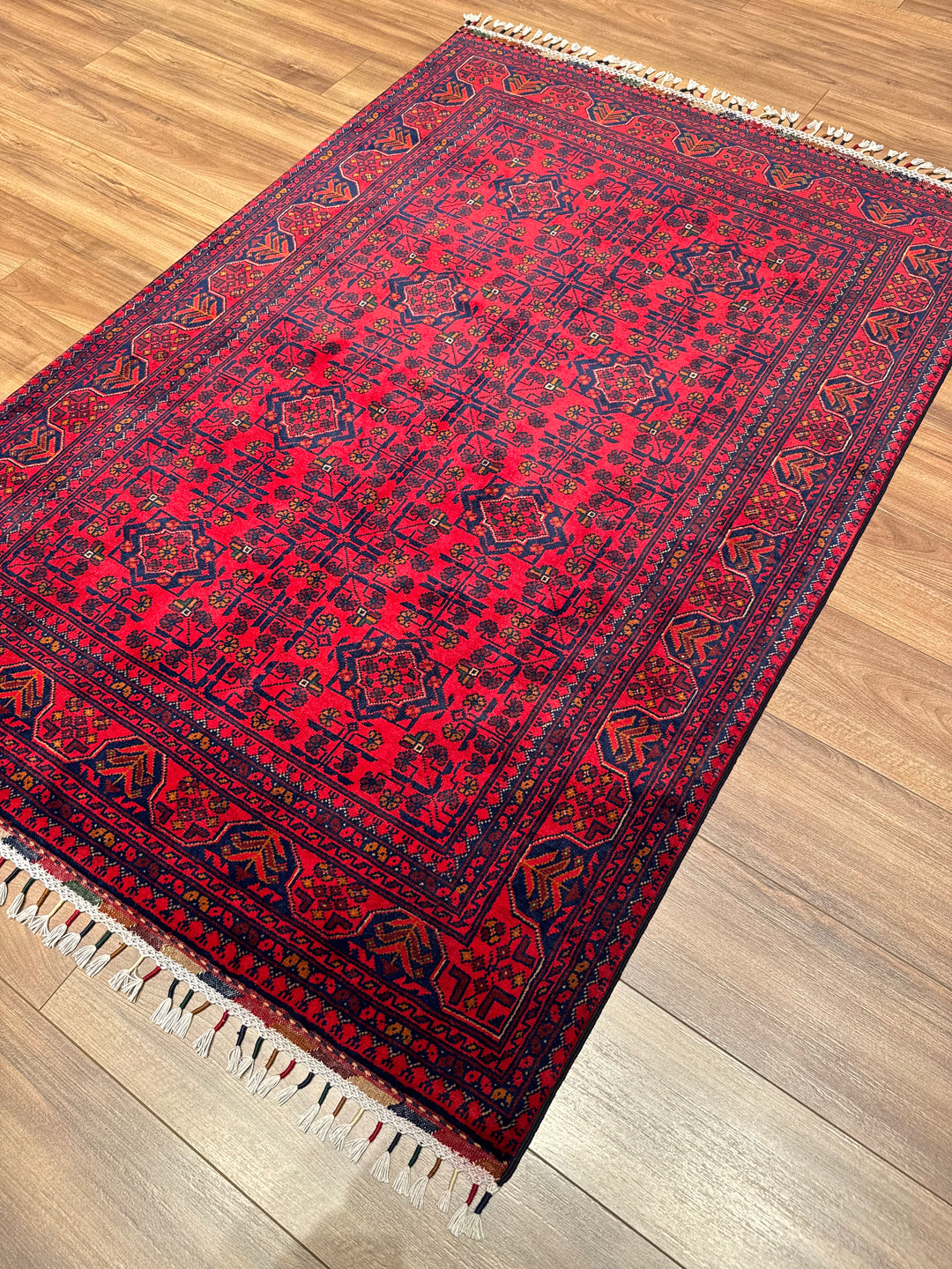 Afghan Rug Hamyap Original Handwoven Vegetable Dyedd Wool 123x177 2.18 Square Meters - 4x6 ft