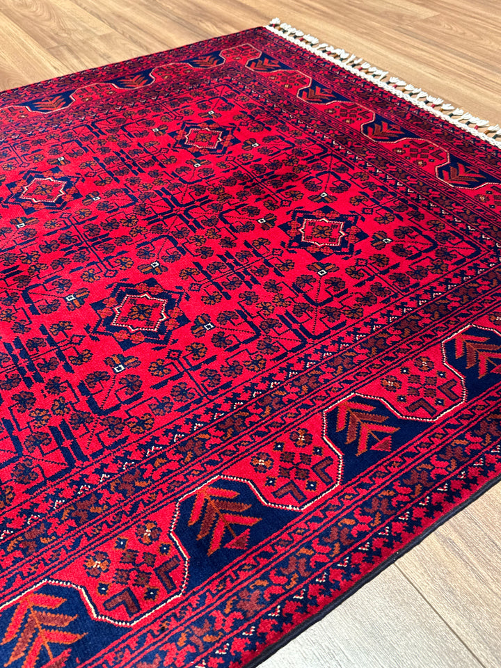 Afghan Rug Hamyap Original Handwoven Vegetable Dyedd Wool 120x177 cm (2.12 square meters - 4x6 ft)
