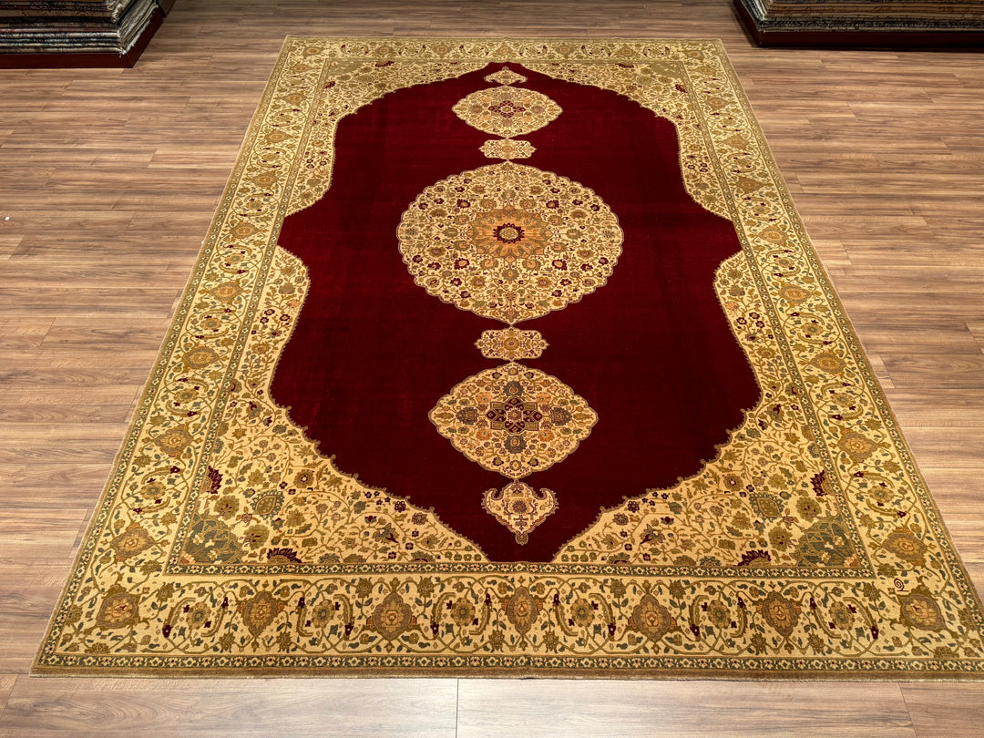 Uşak Nakkaşhane Original Hand Woven Beige Red Vegetable Dyed Wool Carpet 308x429 13.21 Square Meters - 10x14 ft