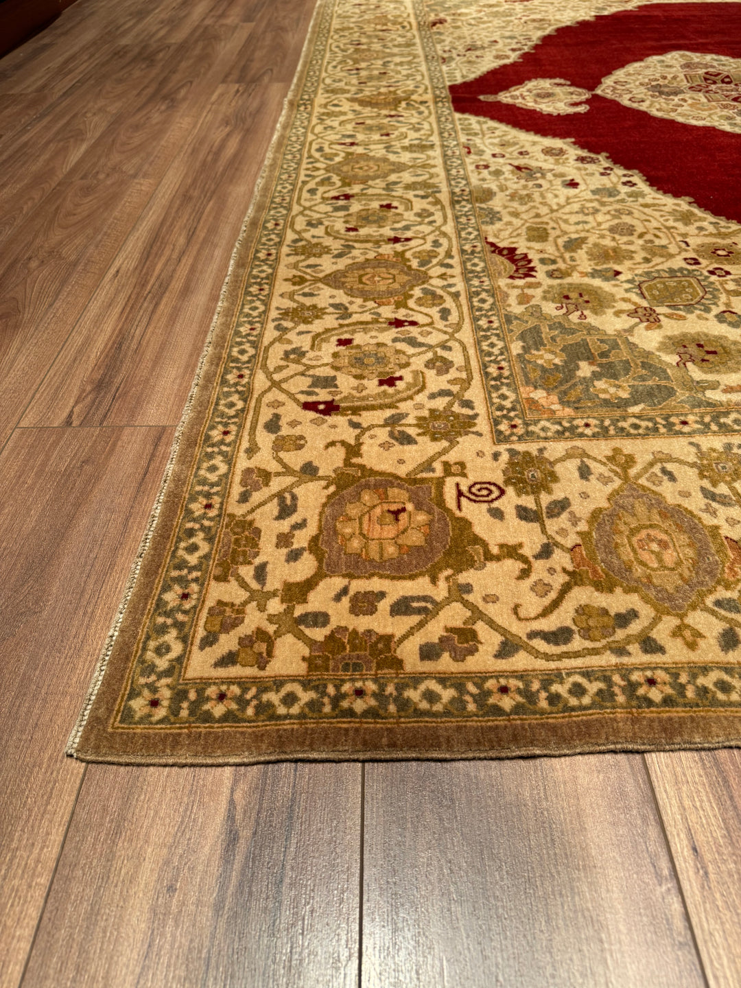 Uşak Nakkaşhane Original Hand Woven Beige Red Vegetable Dyed Wool Carpet 308x429 13.21 Square Meters - 10x14 ft