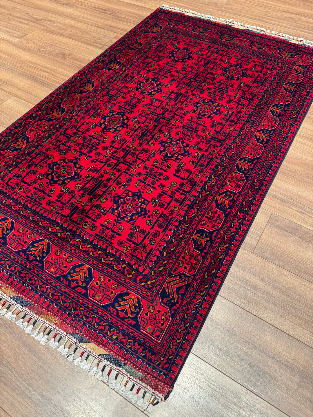 Afghan Rug Hamyap Original Handwoven Vegetable Dyedd Wool 115x190 2.19 Square Meters - 4x6 ft
