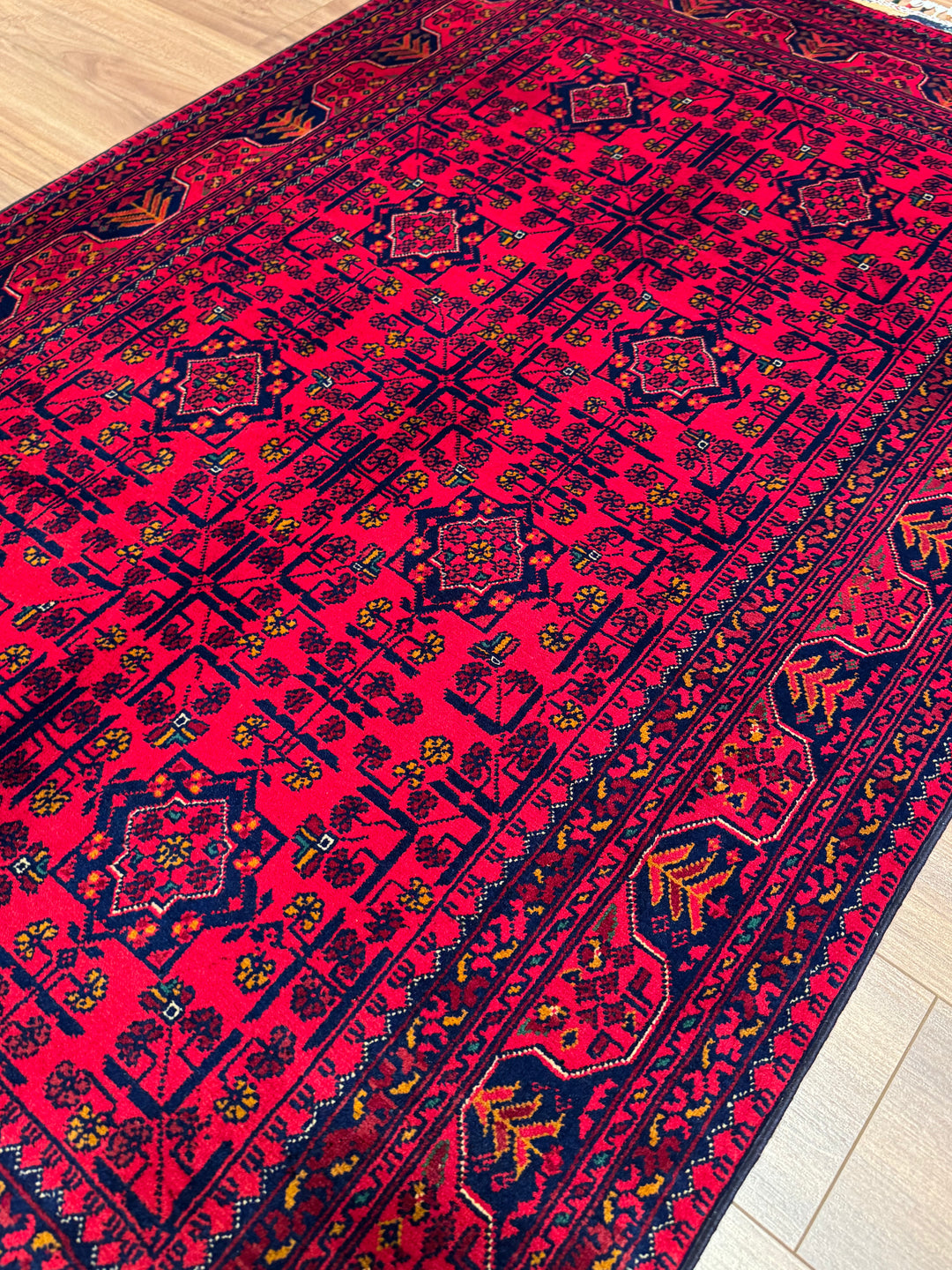 Afghan Rug Hamyap Original Handwoven Vegetable Dyedd Wool 115x190 2.19 Square Meters - 4x6 ft