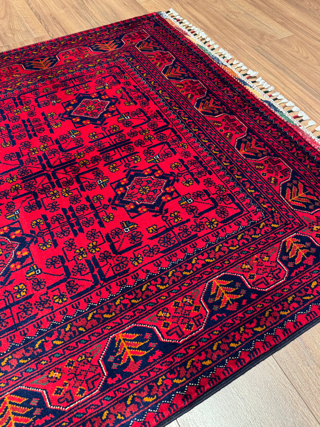 Afghan Rug Hamyap Original Handwoven Vegetable Dyedd Wool 115x190 2.19 Square Meters - 4x6 ft