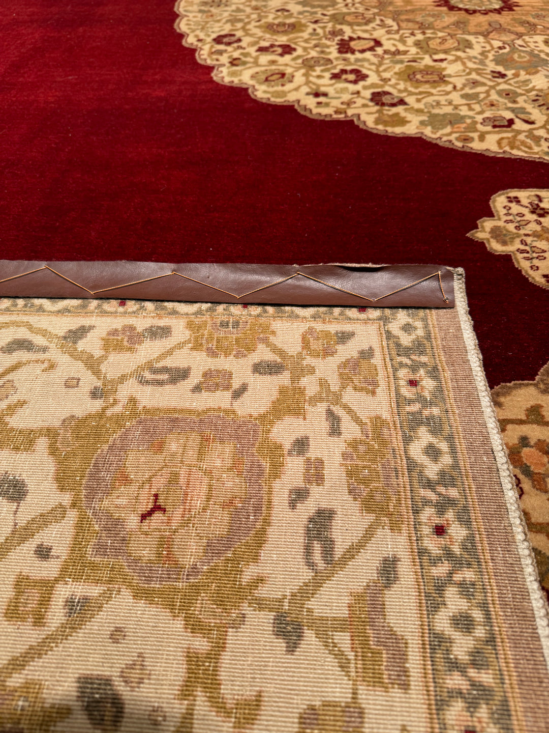 Uşak Nakkaşhane Original Hand Woven Beige Red Vegetable Dyed Wool Carpet 308x429 13.21 Square Meters - 10x14 ft