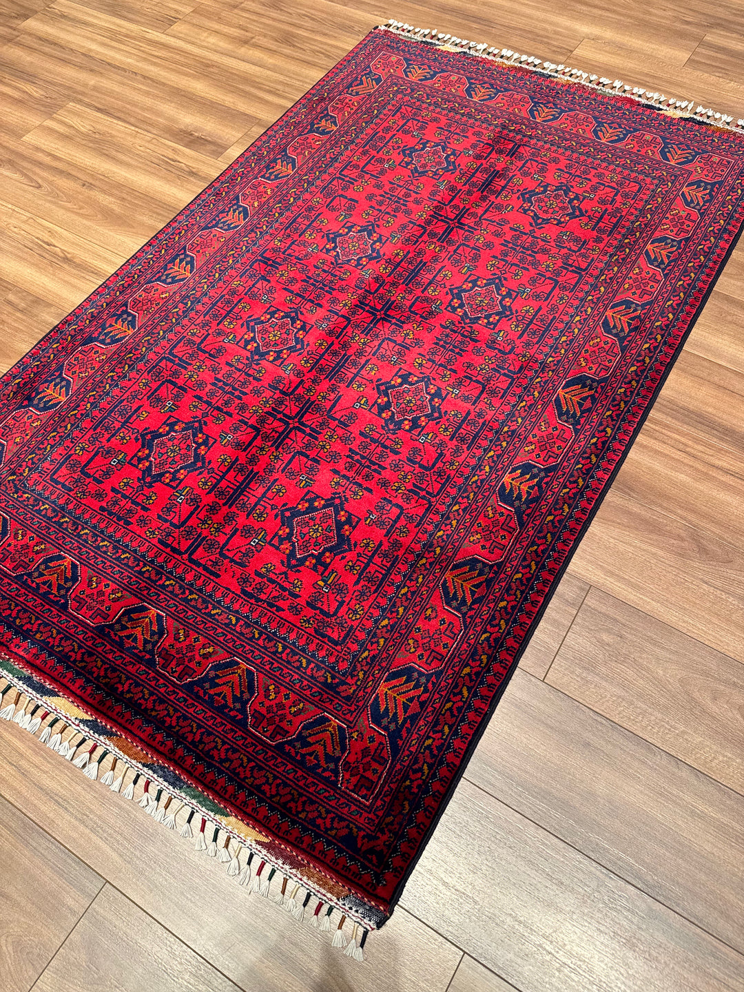 Afghan Rug Hamyap Original Handwoven Vegetable Dyedd Wool 115x190 2.19 Square Meters - 4x6 ft