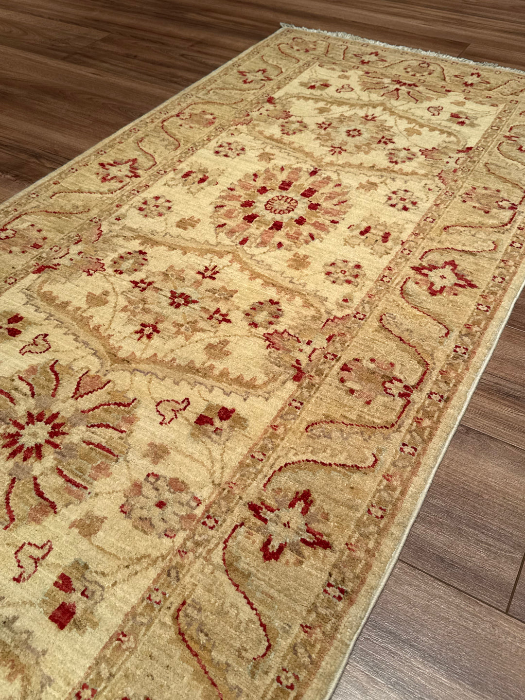 Uşak Original Handwoven Runner Rug, Cream Colored, Vegetable Dyed Wool, 0.80x202 cm (1.62 square meters) - 3x6 ft 