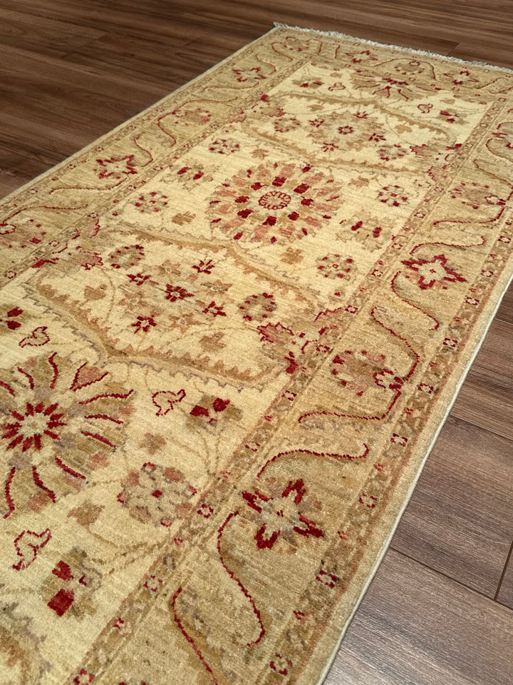 Uşak Original Handwoven Runner Rug, Cream Colored, Vegetable Dyed Wool, 0.80x202 cm (1.62 square meters) - 3x6 ft 