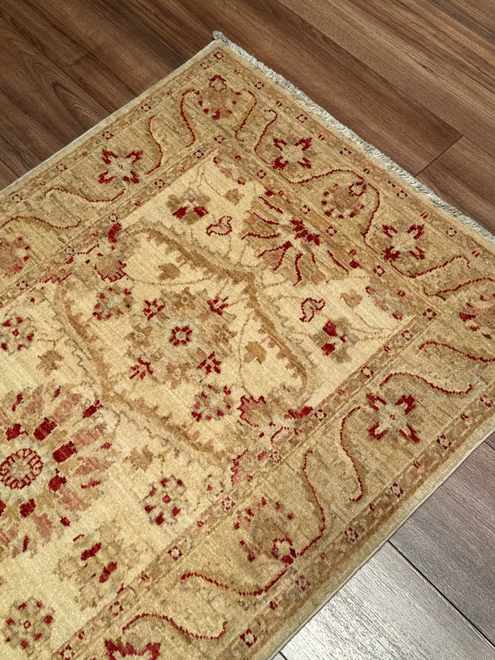Uşak Original Handwoven Runner Rug, Cream Colored, Vegetable Dyed Wool, 0.80x202 cm (1.62 square meters) - 3x6 ft 