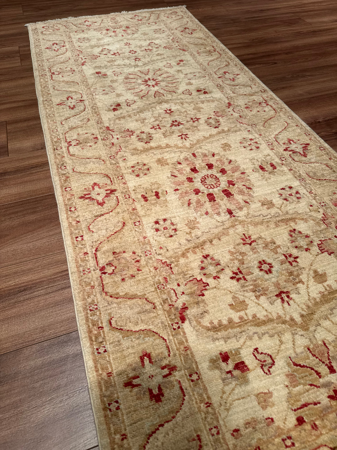 Uşak Original Handwoven Runner Rug, Cream Colored, Vegetable Dyed Wool, 0.80x202 cm (1.62 square meters) - 3x6 ft 