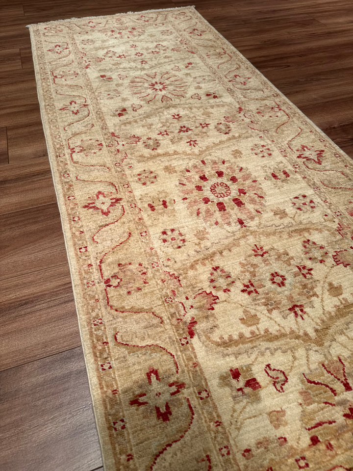 Uşak Original Handwoven Runner Rug, Cream Colored, Vegetable Dyed Wool, 0.80x202 cm (1.62 square meters) - 3x6 ft 