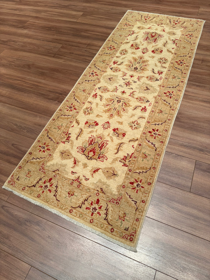 Uşak Original Handwoven Runner Rug, Cream Colored, Vegetable Dyed Wool Carpet, 0.76x200 cm (1.52 square meters) - 3x6 ft 