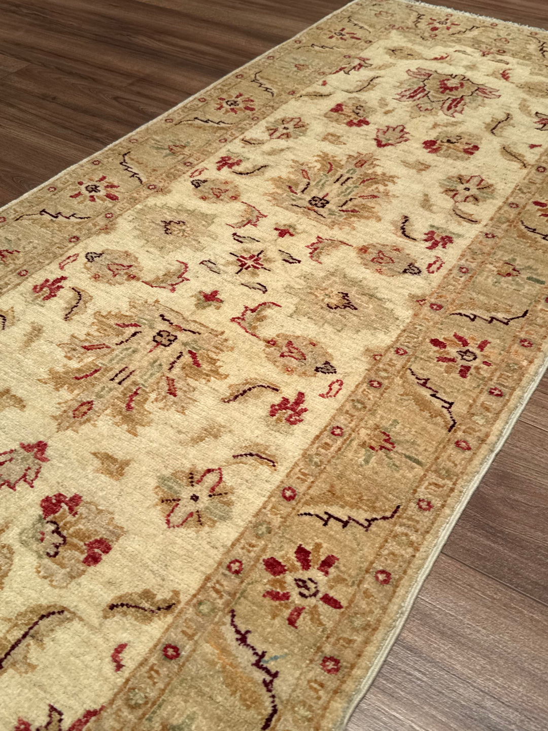 Uşak Original Handwoven Runner Rug, Cream Colored, Vegetable Dyed Wool Carpet, 0.76x200 cm (1.52 square meters) - 3x6 ft 