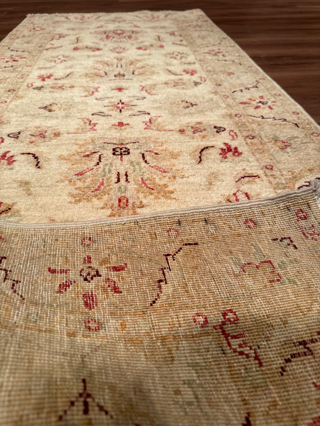 Uşak Original Handwoven Runner Rug, Cream Colored, Vegetable Dyed Wool Carpet, 0.76x200 cm (1.52 square meters) - 3x6 ft 