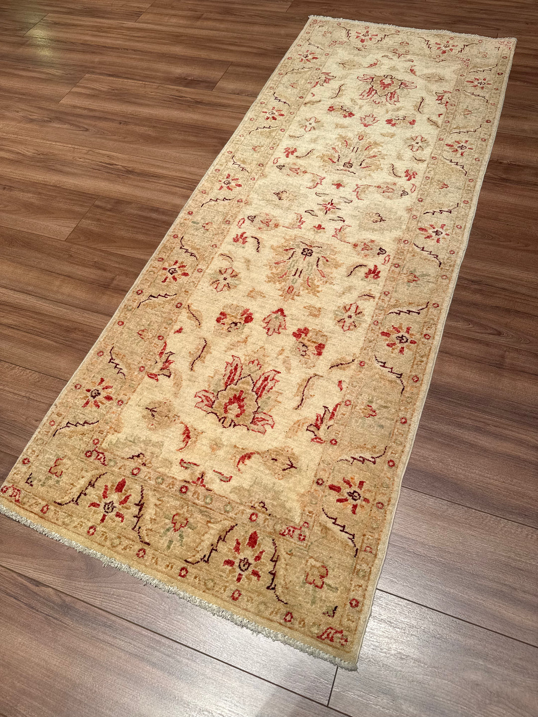 Uşak Original Handwoven Runner Rug, Cream Colored, Vegetable Dyed Wool Carpet, 0.76x200 cm (1.52 square meters) - 3x6 ft 