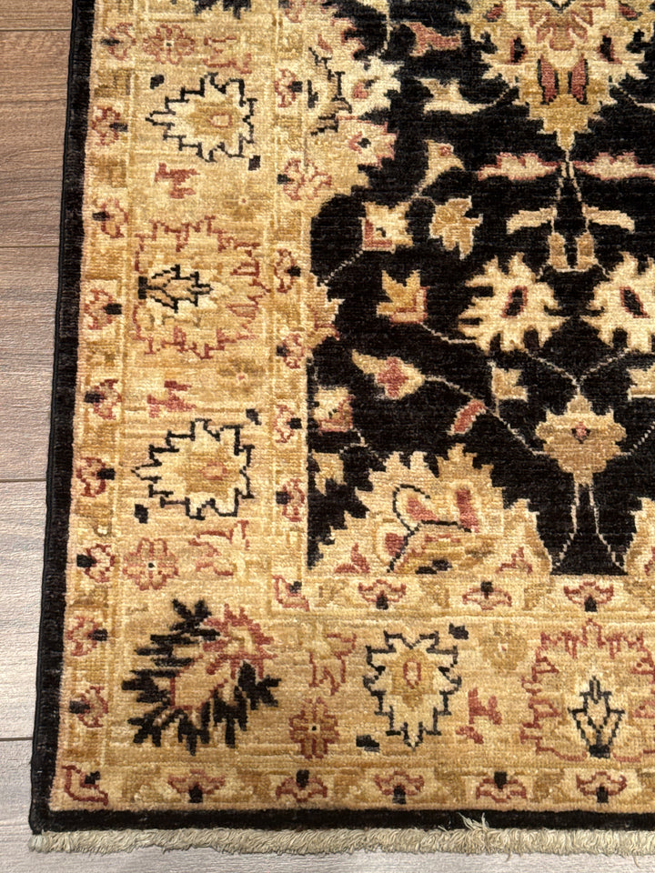 Uşak Original Handwoven Runner Rug, Black and Cream, Vegetable Dyed Wool Carpet, 0.80x205 cm, 1.64 Square Meters - 3x6 ft