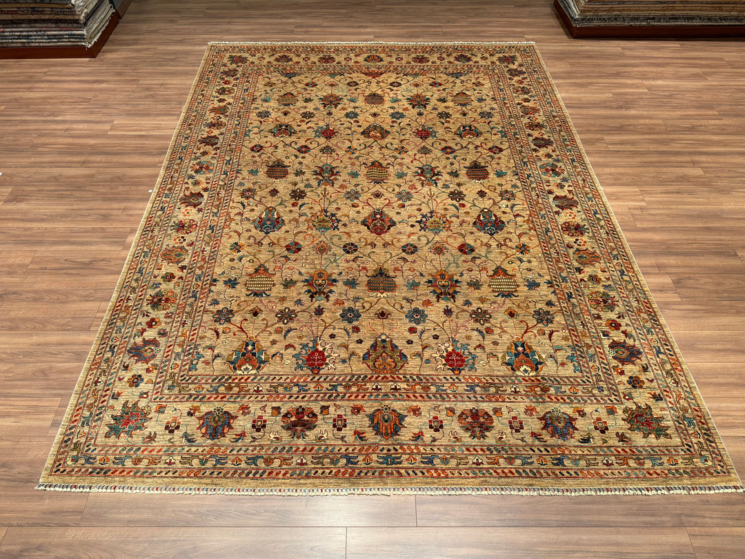 Sultani Binbirgece Original Hand Woven Beige Vegetable Dyed Wool Carpet 296x390 11.54 Square Meters - 10x14 ft