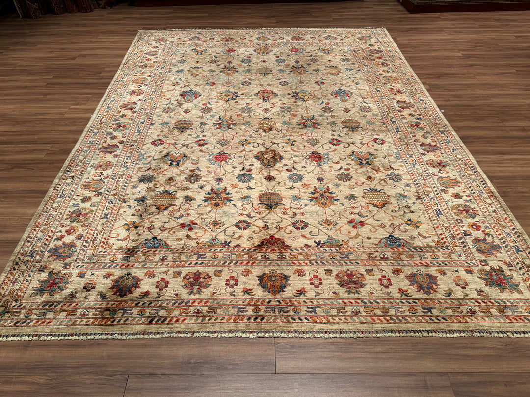 Sultani Binbirgece Original Hand Woven Beige Vegetable Dyed Wool Carpet 296x390 11.54 Square Meters - 10x14 ft