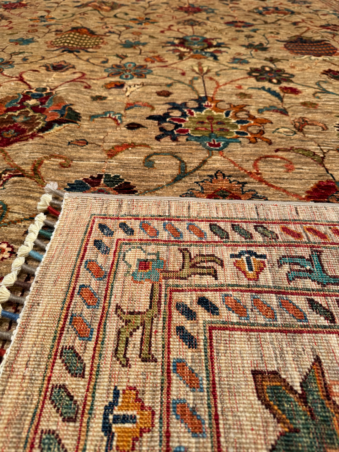 Sultani Binbirgece Original Hand Woven Beige Vegetable Dyed Wool Carpet 296x390 11.54 Square Meters - 10x14 ft