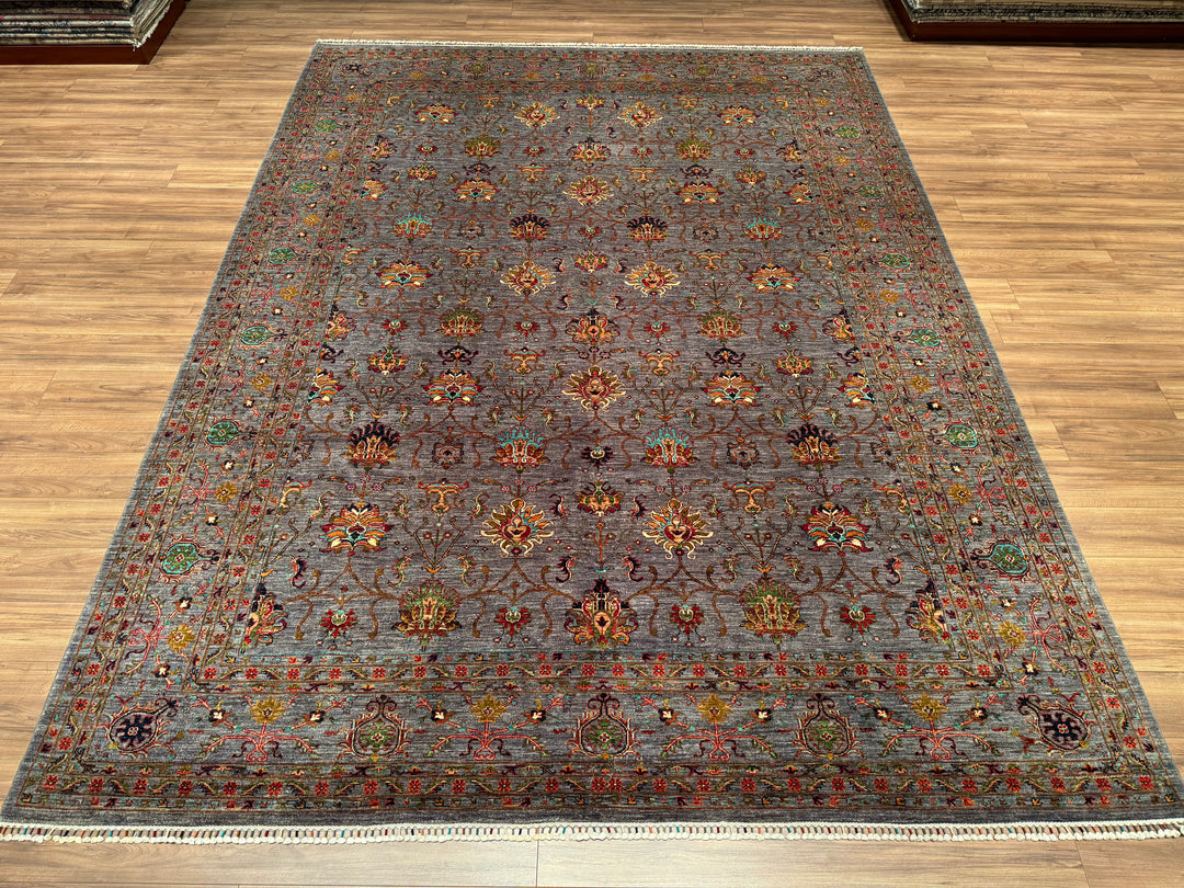 Sultani Binbirgece Orjinal El Dokuması Gri Kök Boya Yün Halı 313x409 12.80 Metrekare - 10x14 ft