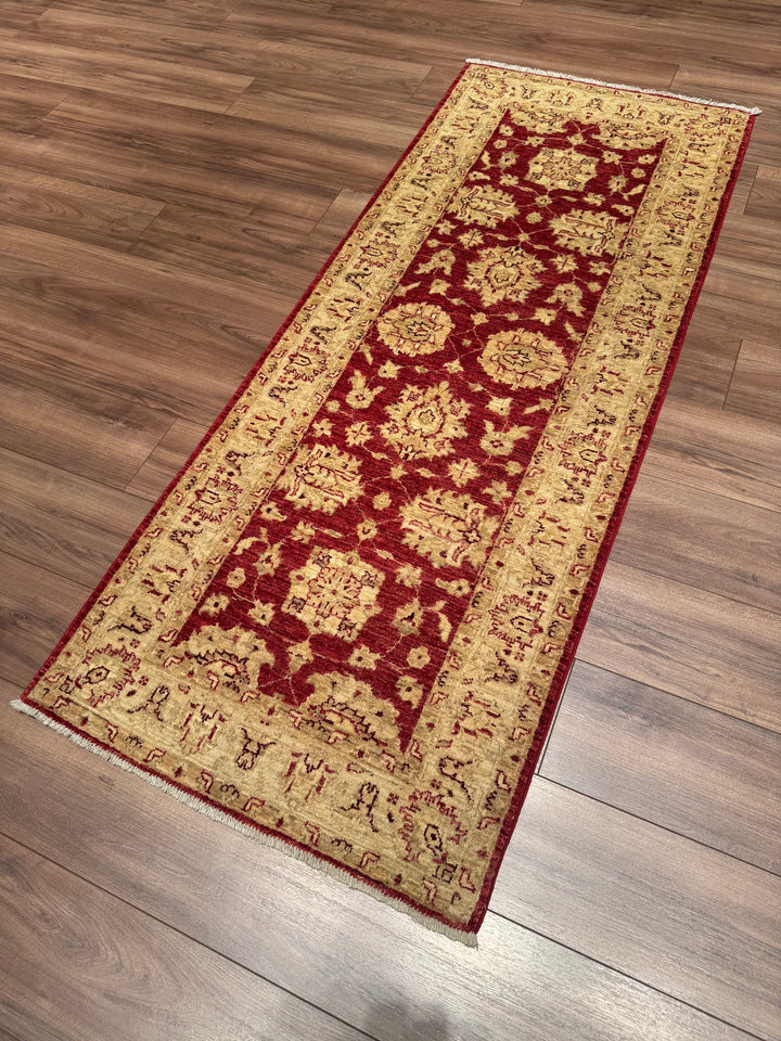 Uşak Original Handwoven Runner Rug, Red and Cream, Vegetable Dyed Wool Carpet, 0.79x199 cm, 1.57 Square Meters - 3x6 ft 
