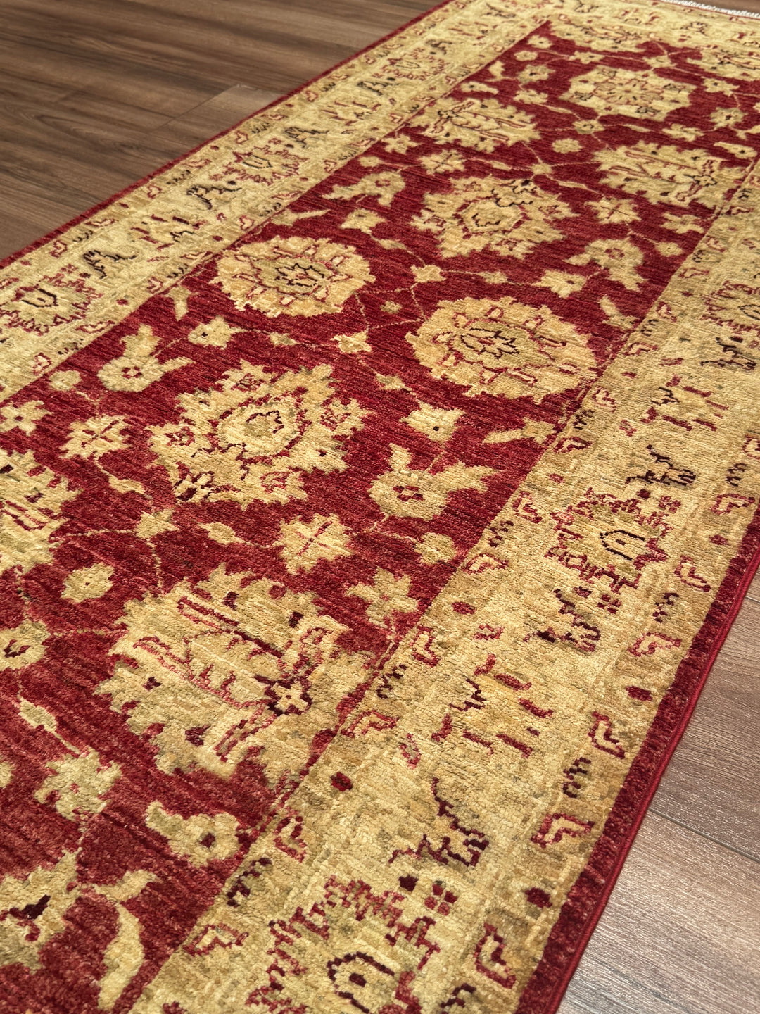 Uşak Original Handwoven Runner Rug, Red and Cream, Vegetable Dyed Wool Carpet, 0.79x199 cm, 1.57 Square Meters - 3x6 ft 