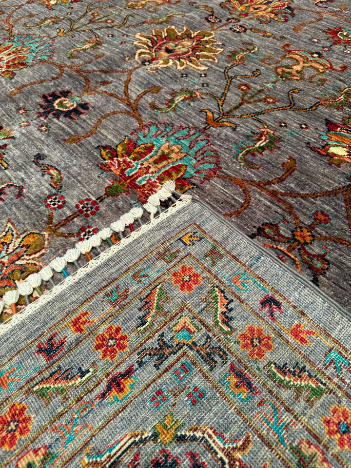 Sultani Binbirgece Original Hand Woven Gray Vegetable Dyed Wool Carpet 313x409 12.80 Square Meters - 10x14 ft