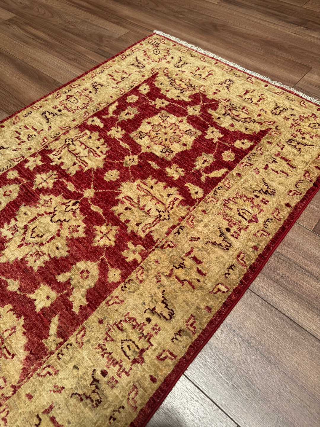 Uşak Original Handwoven Runner Rug, Red and Cream, Vegetable Dyed Wool Carpet, 0.79x199 cm, 1.57 Square Meters - 3x6 ft 