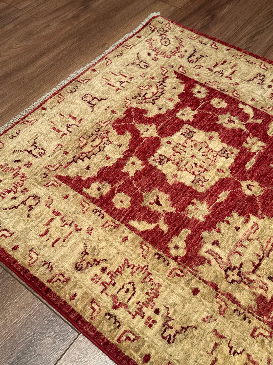 Uşak Original Handwoven Runner Rug, Red and Cream, Vegetable Dyed Wool Carpet, 0.79x199 cm, 1.57 Square Meters - 3x6 ft 