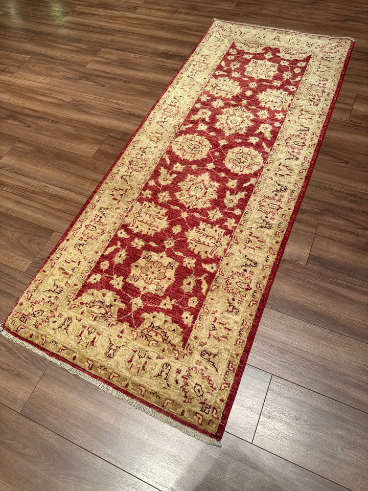 Uşak Original Handwoven Runner Rug, Red and Cream, Vegetable Dyed Wool Carpet, 0.79x199 cm, 1.57 Square Meters - 3x6 ft 