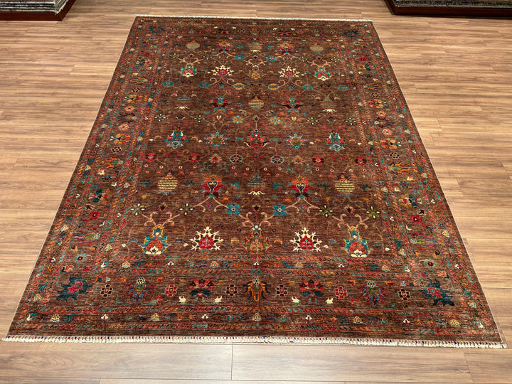 Sultani Binbirgece Orjinal El Dokuması Kahverengi Kök Boya Yün Halı 301x392 11.80 Metrekare - 10x14 ft