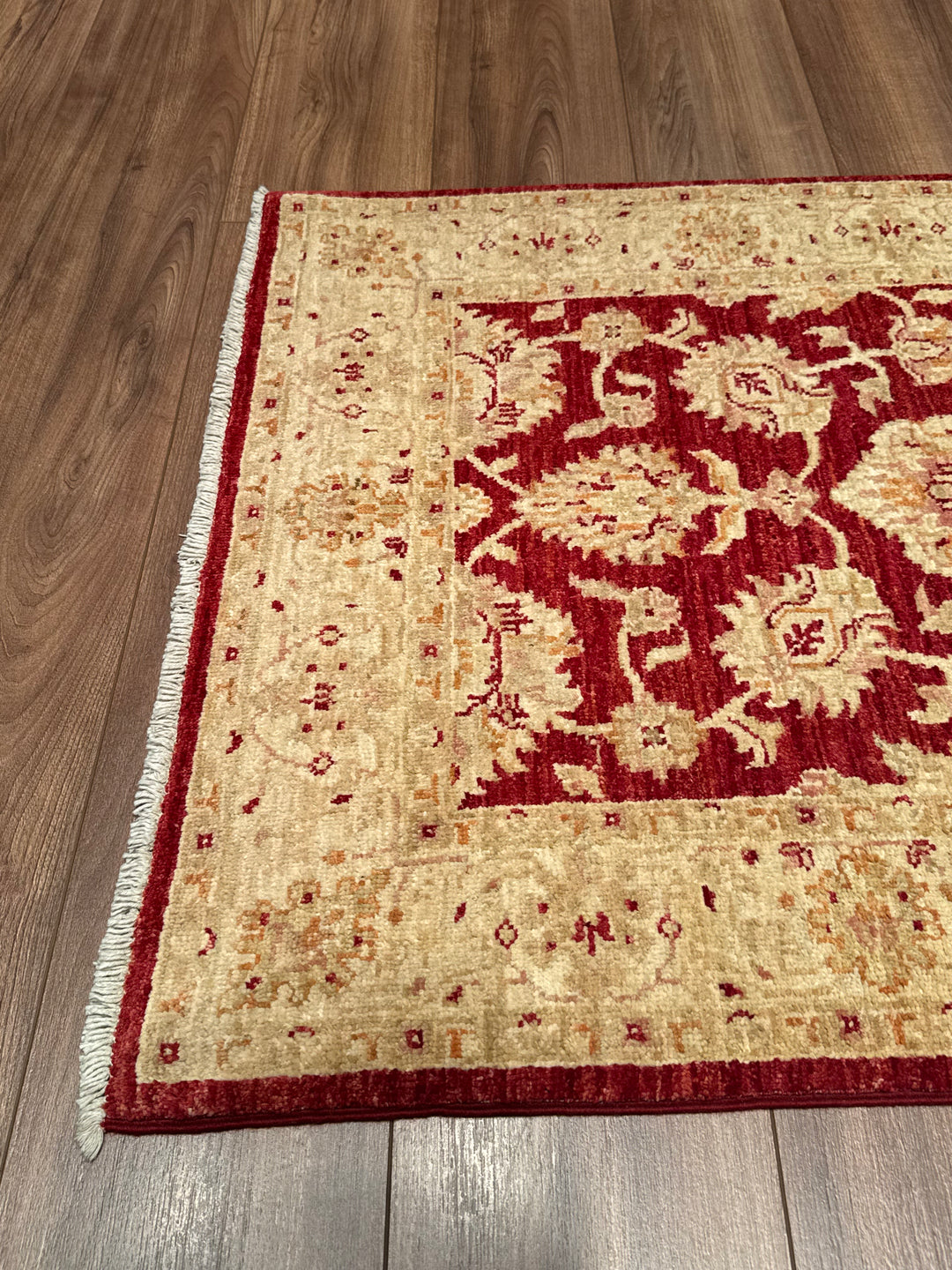 Uşak Original Handwoven Runner Rug, Red and Cream, Vegetable Dyed Wool Carpet, 0.82x204 cm (1.67 square meters) - 3x6 ft 
