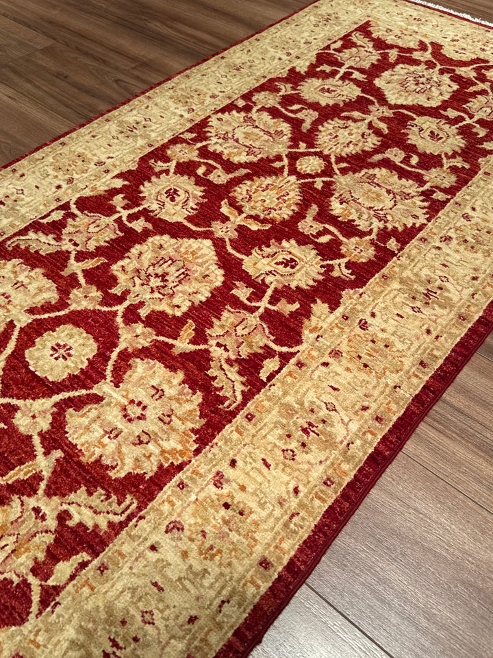 Uşak Original Handwoven Runner Rug, Red and Cream, Vegetable Dyed Wool Carpet, 0.82x204 cm (1.67 square meters) - 3x6 ft 