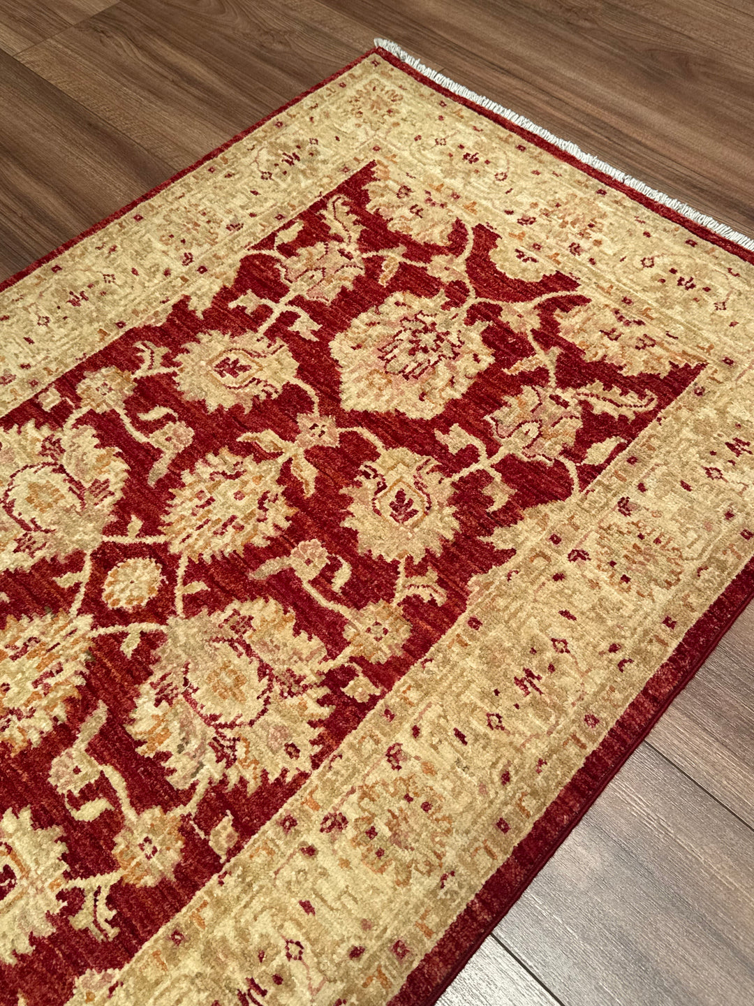 Uşak Original Handwoven Runner Rug, Red and Cream, Vegetable Dyed Wool Carpet, 0.82x204 cm (1.67 square meters) - 3x6 ft 