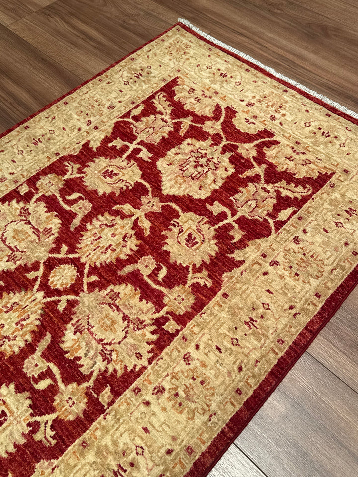 Uşak Original Handwoven Runner Rug, Red and Cream, Vegetable Dyed Wool Carpet, 0.82x204 cm (1.67 square meters) - 3x6 ft 