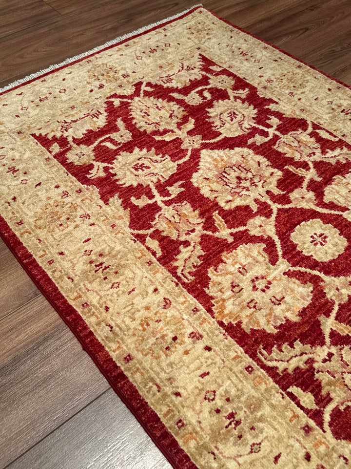 Uşak Original Handwoven Runner Rug, Red and Cream, Vegetable Dyed Wool Carpet, 0.82x204 cm (1.67 square meters) - 3x6 ft 