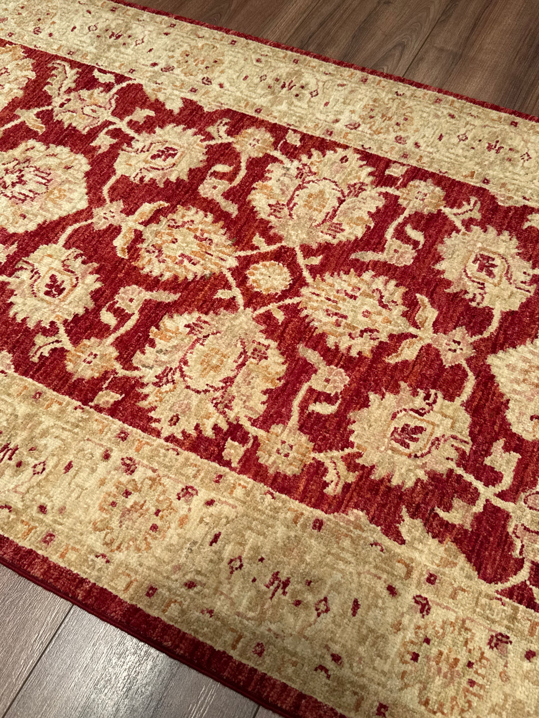 Uşak Original Handwoven Runner Rug, Red and Cream, Vegetable Dyed Wool Carpet, 0.82x204 cm (1.67 square meters) - 3x6 ft 