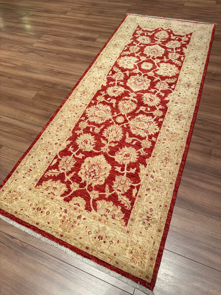 Uşak Original Handwoven Runner Rug, Red and Cream, Vegetable Dyed Wool Carpet, 0.82x204 cm (1.67 square meters) - 3x6 ft 