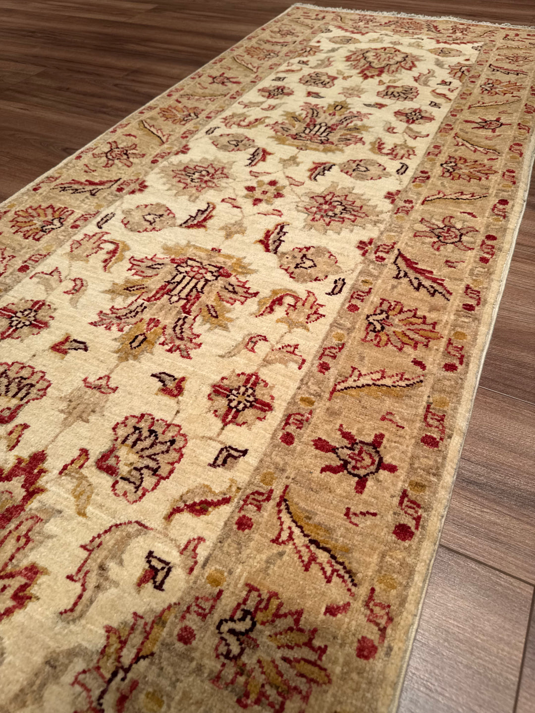 Uşak Original Handwoven Runner Rug, Cream Colored, Vegetable Dyed Wool, 0.78x206 cm (1.61 square meters) - 3x6 ft 