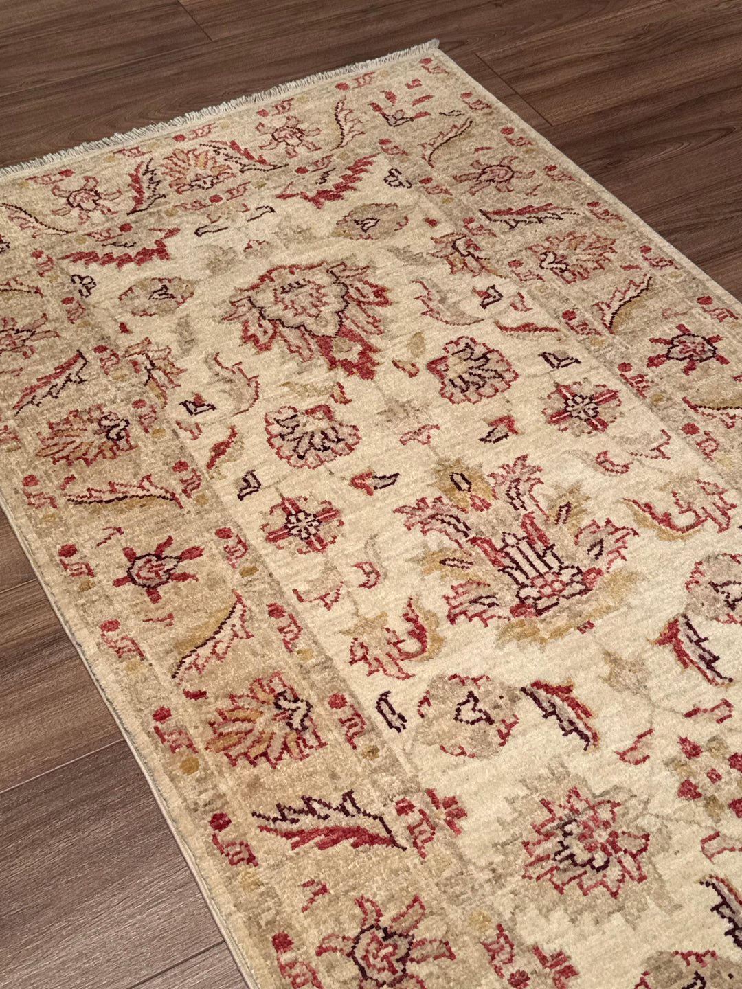 Uşak Original Handwoven Runner Rug, Cream Colored, Vegetable Dyed Wool, 0.78x206 cm (1.61 square meters) - 3x6 ft 