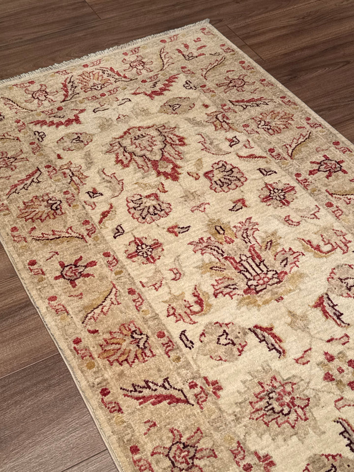 Uşak Original Handwoven Runner Rug, Cream Colored, Vegetable Dyed Wool, 0.78x206 cm (1.61 square meters) - 3x6 ft 