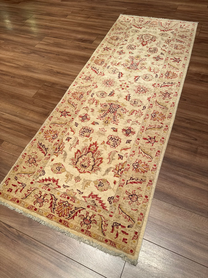 Uşak Original Handwoven Runner Rug, Cream Colored, Vegetable Dyed Wool, 0.78x206 cm (1.61 square meters) - 3x6 ft 